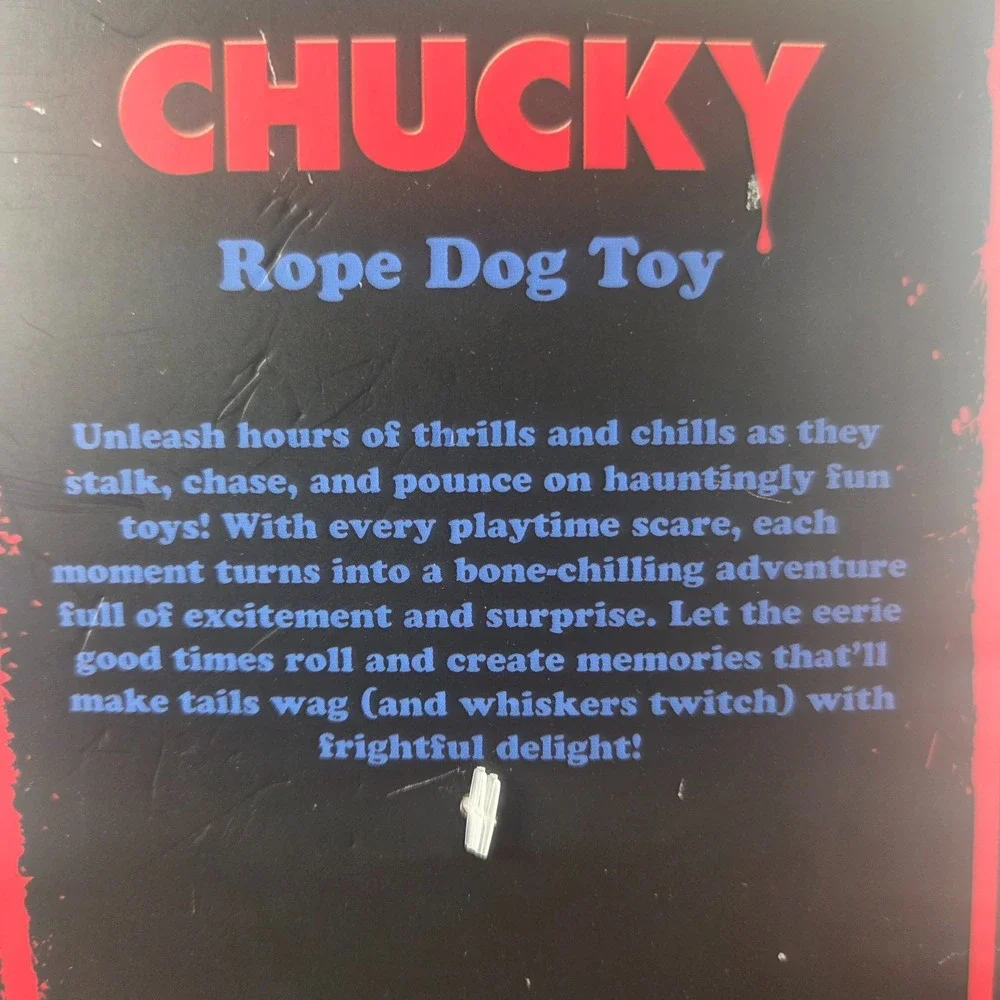 Chucky Rope Dog Toy Plush 9 Inch Squeaker Knife Halloween Horror New